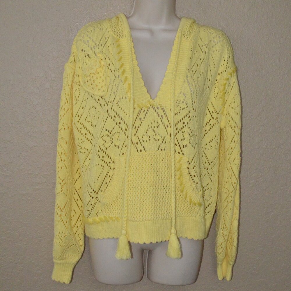 NWOT $495 Sz XS LoveShackFancy Tamaso Yellow Lemon Drop Hoodie Sweater